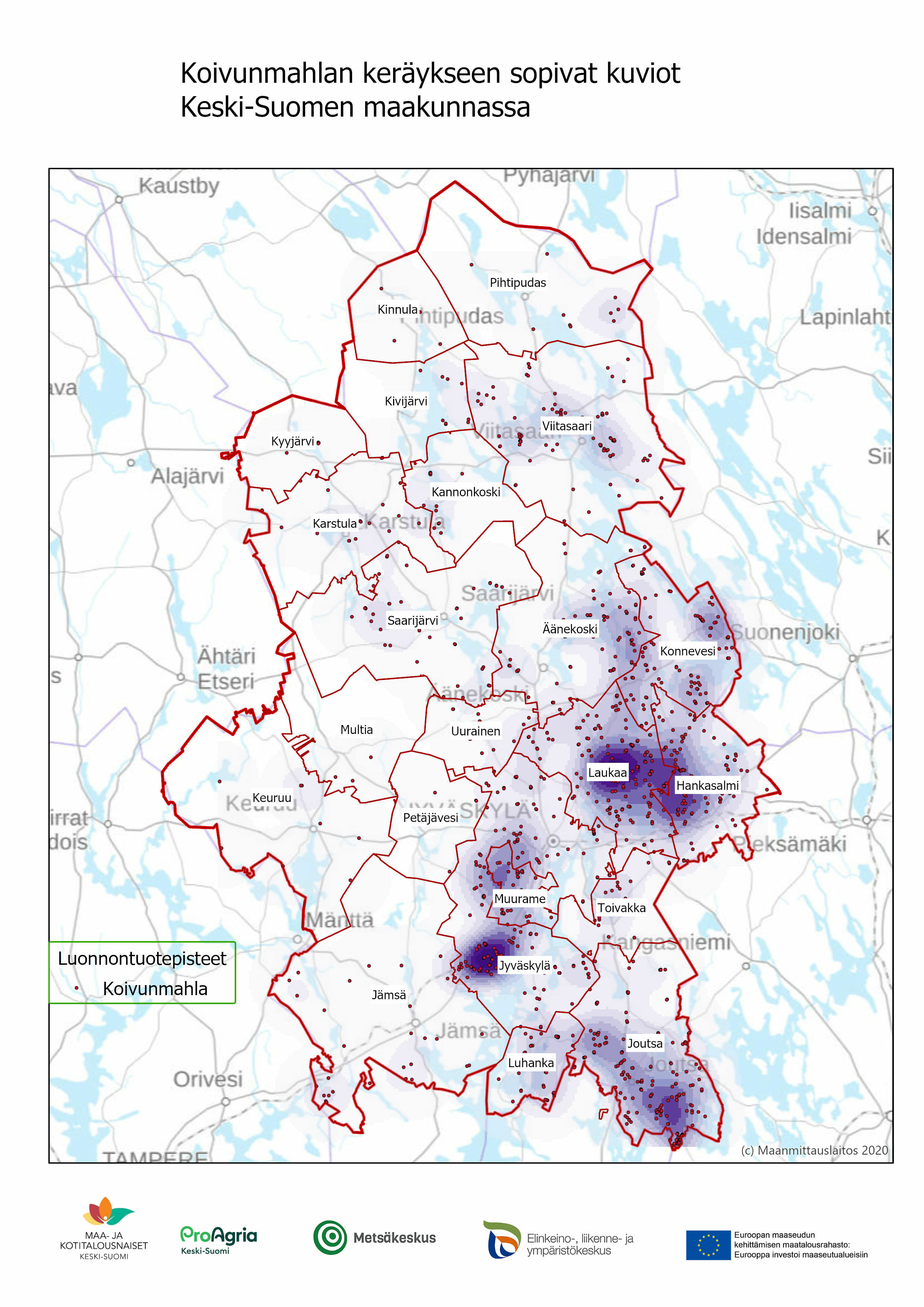 Koivunmahlan keräysalueet