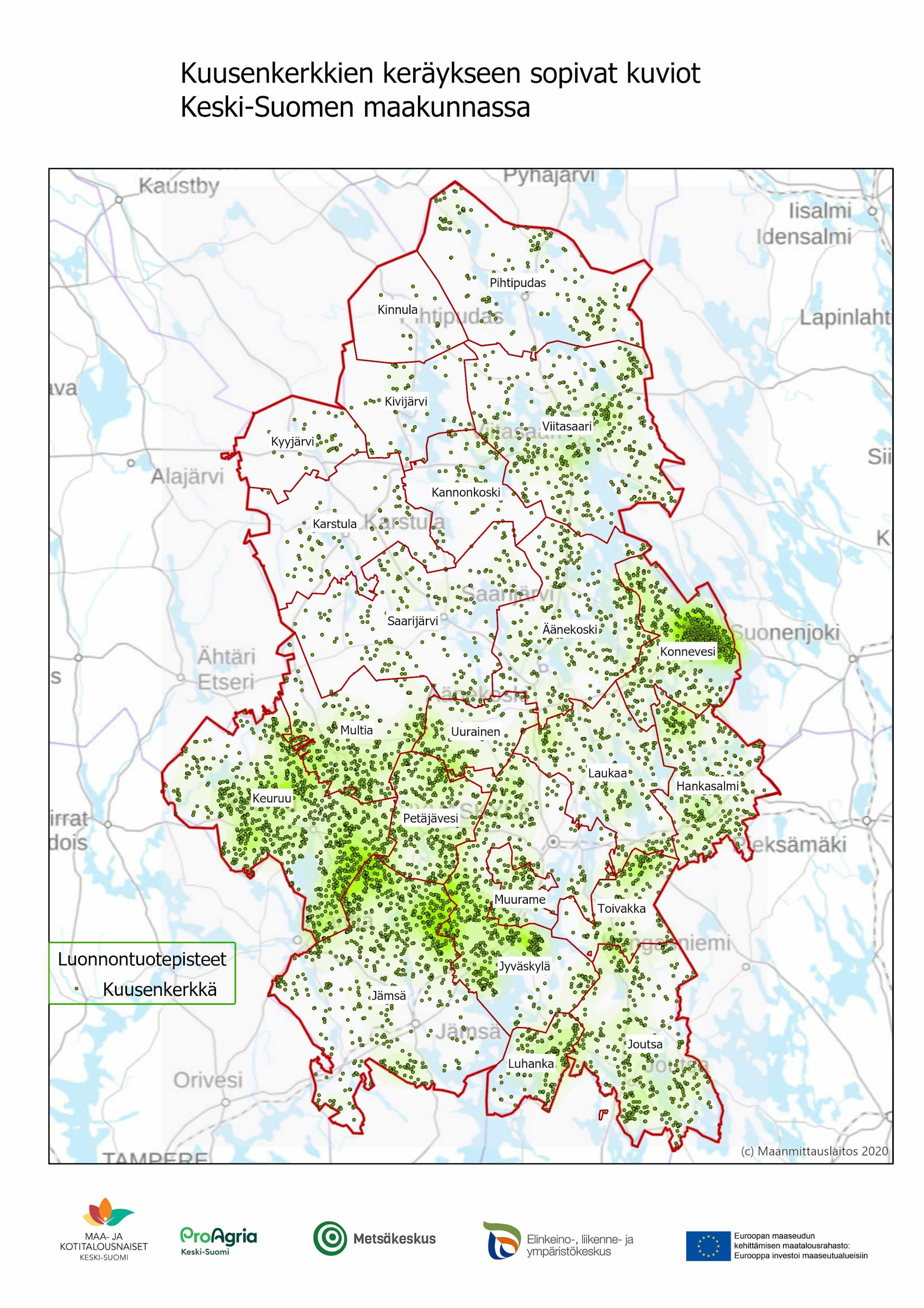 Kuusenkerkkien keräysalueet