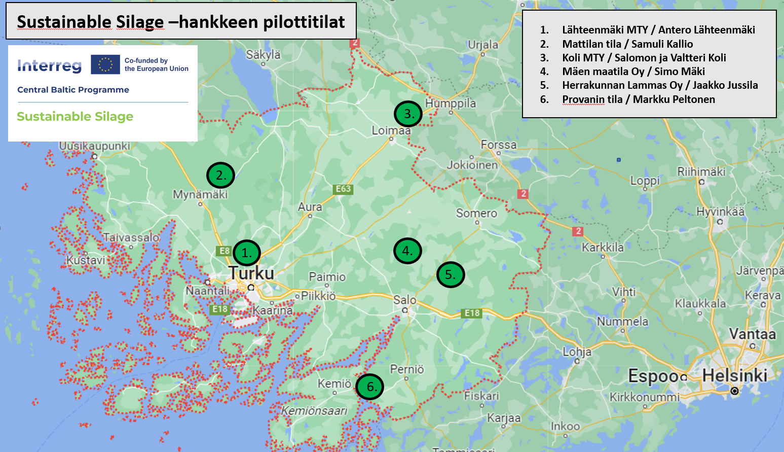 Pilottitilat kartalla 2